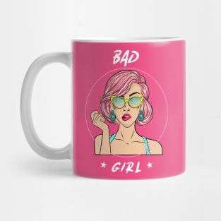 Bad Girl Feminist Pink Hair Girl Power Retro Cartoon 90s Nostalgia Mug